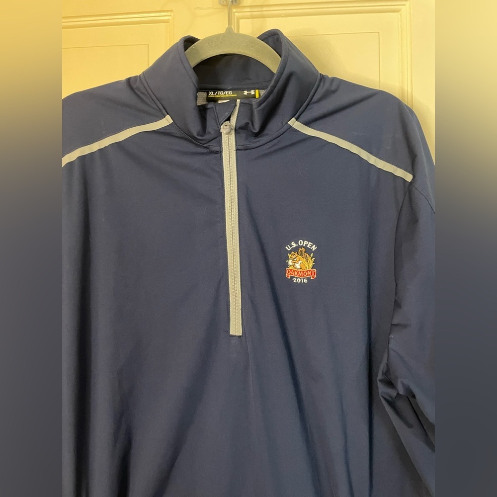 Under Armour Jacket Mens XL Blue  Short Sleeve 1/4 Zip Pullover 2016 US Open - Picture 9 of 10